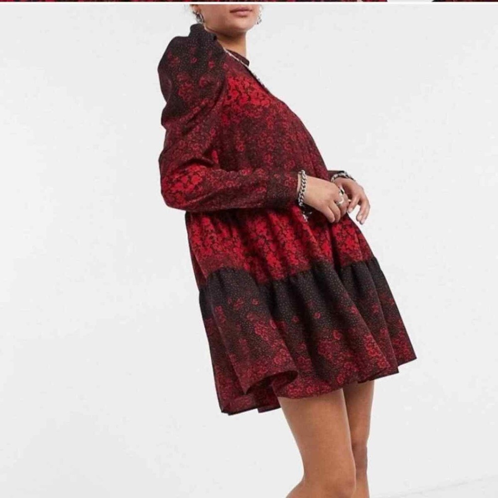 Topshop floral puff shoulder mini dress - Picture 2 of 5